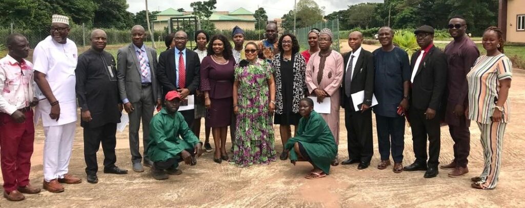 Group Photograph of Prof. Lilian I. Salami (Vice Chancellor) with members of the University Management and members of the Centre’s Board and Staff.